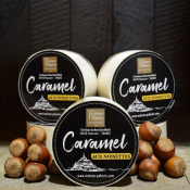 BOÎTE RONDE CARAMEL NOISETTES 50g