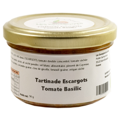 TARTINADE D'ESCARGOTS À LA TOMATE ET AU BASILIC 90g