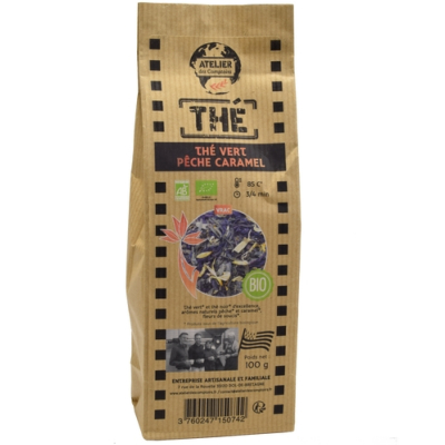 THÉ VERT PÊCHE CARAMEL SACHET 100g