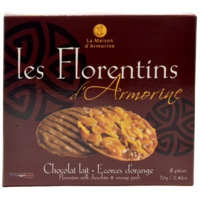 LES FLORENTINS D'ARMORINES CHOCOLAT LAIT - ÉCORCES D'ORANGE ÉTUI 70g