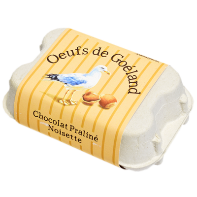 ŒUFS DE GOÉLAND AU CHOCOLAT PRALINÉ ET NOISETTE - BOÎTE À ŒUFS 60g